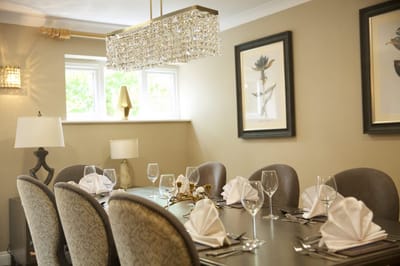 Elegant dining room set for a meal