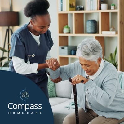 Compassionate caregiver assisting a senior resident
