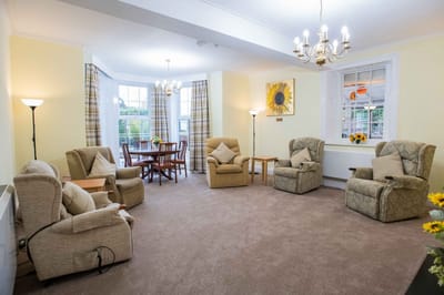 Bright and inviting common area with seating