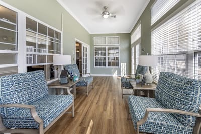 Bright common area with comfortable seating