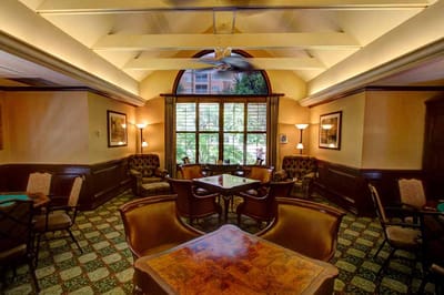 Interior common area with seating and natural light