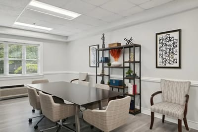 Bright interior meeting room with modern furnishings