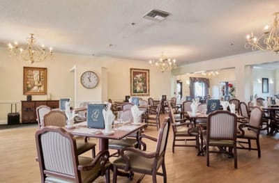 Dining room with tables and elegant decor