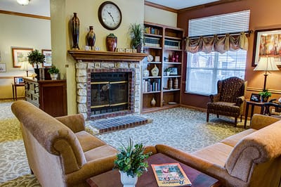 Cozy interior common area with seating and decor