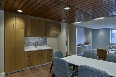 Bright interior of a common area with modern furnishings