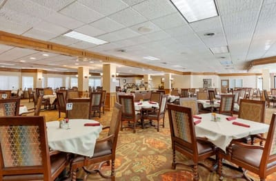Interior dining area with tables and chairs