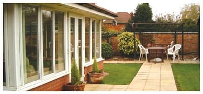 Beautiful garden space with patio furniture