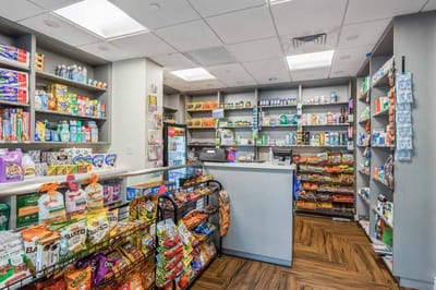 Interior view of a facility gift shop stocked with snacks