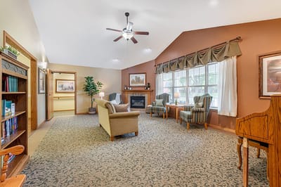 Cozy common area with seating and natural light