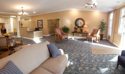 Bright interior common area with comfortable seating