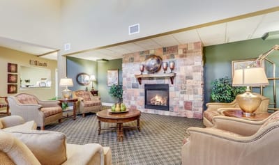 Cozy living area with a fireplace and comfortable seating