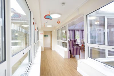 Bright corridor within a care home
