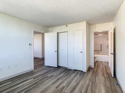 View of a private resident room with basic furnishings