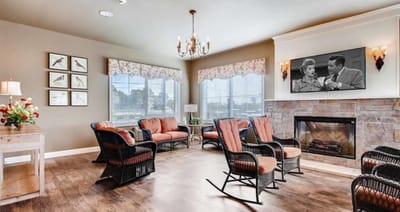 Cozy common area with seating and a TV