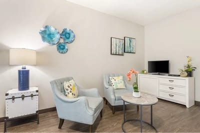 Cozy interior lounge area with seating and decor