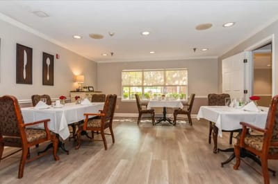 Dining area with tables set for meals