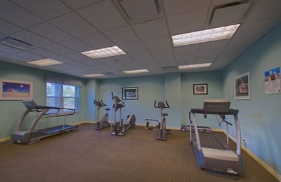 Interior gym area with exercise equipment