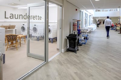 Interior view of a launderette in a care facility