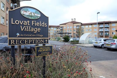 Entrance sign for Lovat Fields Retirement Village