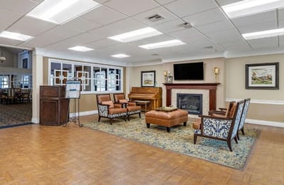 Common area with seating and a piano
