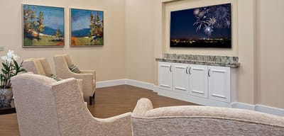 Comfortable seating area in a common room