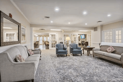 Comfortable common area with seating and natural light