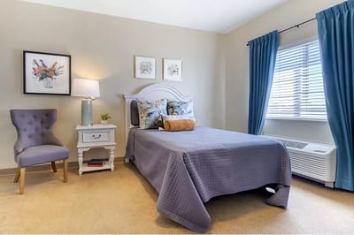 Cozy interior bedroom with a bed and decor
