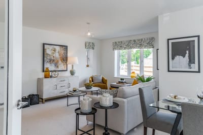 Bright and modern interior living space at Millfield Green