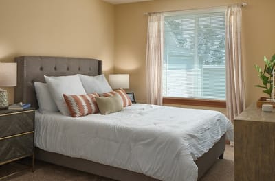 Brightly decorated private bedroom