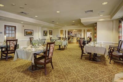 Elegant dining room set up for a meal
