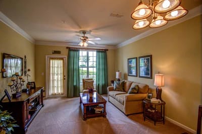 A cozy living room with natural light and decor