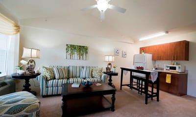 Cozy resident room with kitchen and living area