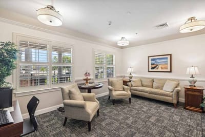 Cozy common area with seating and natural light
