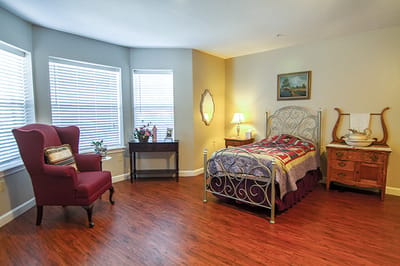 Bright and cozy interior of a resident room