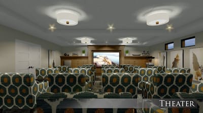 Interior view of a theater room with seating