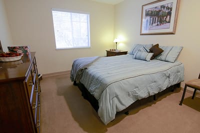 Cozy bedroom in an assisted living facility