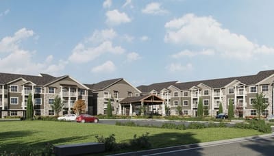 Exterior view of The Rushwood Senior Living facility