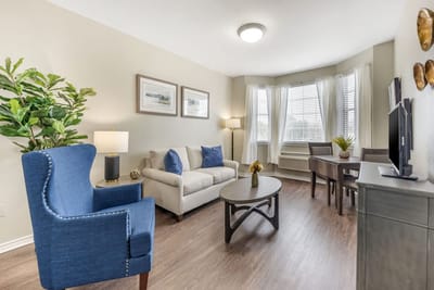 Cozy living room in a senior living facility