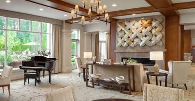 Elegant common area with seating and a piano