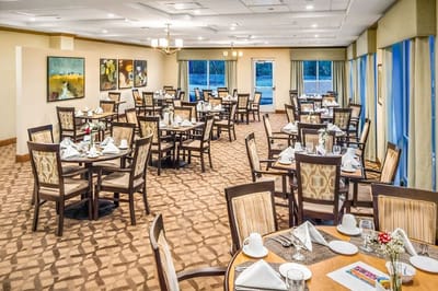Elegant dining room setup for residents