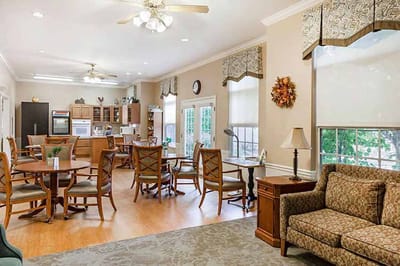 Common area with seating and dining tables