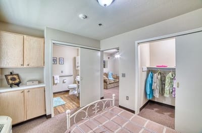 Private resident room with furnishings and decor