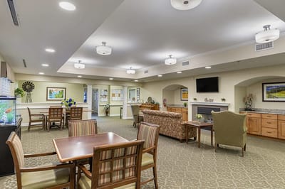 Bright common area with furniture and decorations