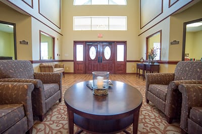 Interior of a common area with seating arrangements