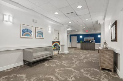 Interior hallway with seating and decor