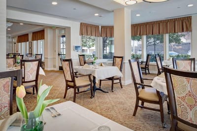 Dining room setup with elegant table settings