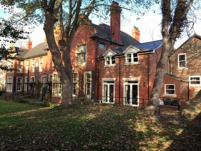 Exterior view of a senior care home building