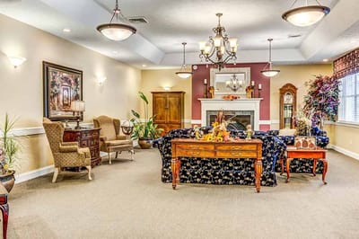 Common area with cozy seating and decor