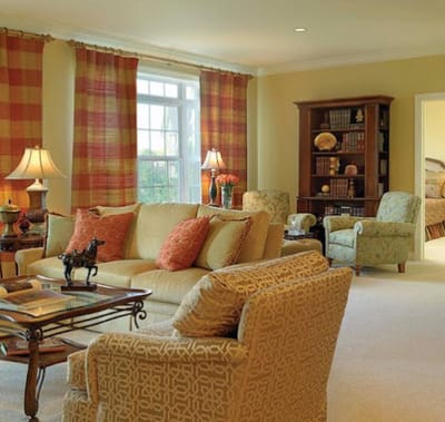 Cozy lounge area in a senior living facility