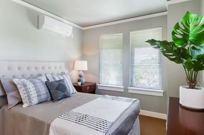 Bright and cozy interior of a resident bedroom